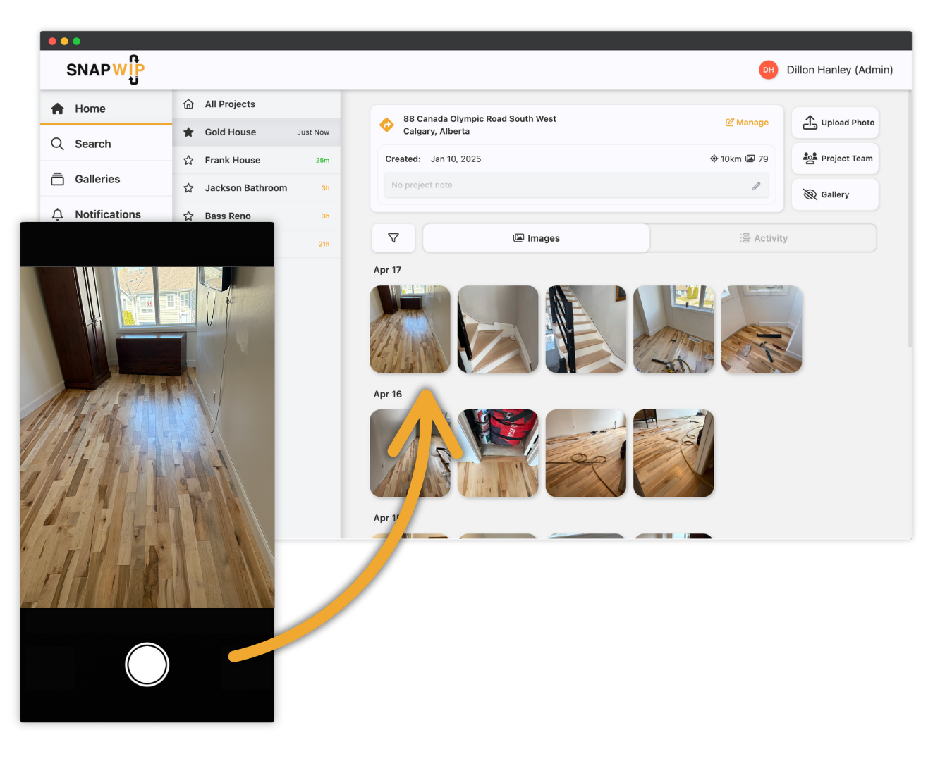 Organize jobsite photos automatically with SnapWIP