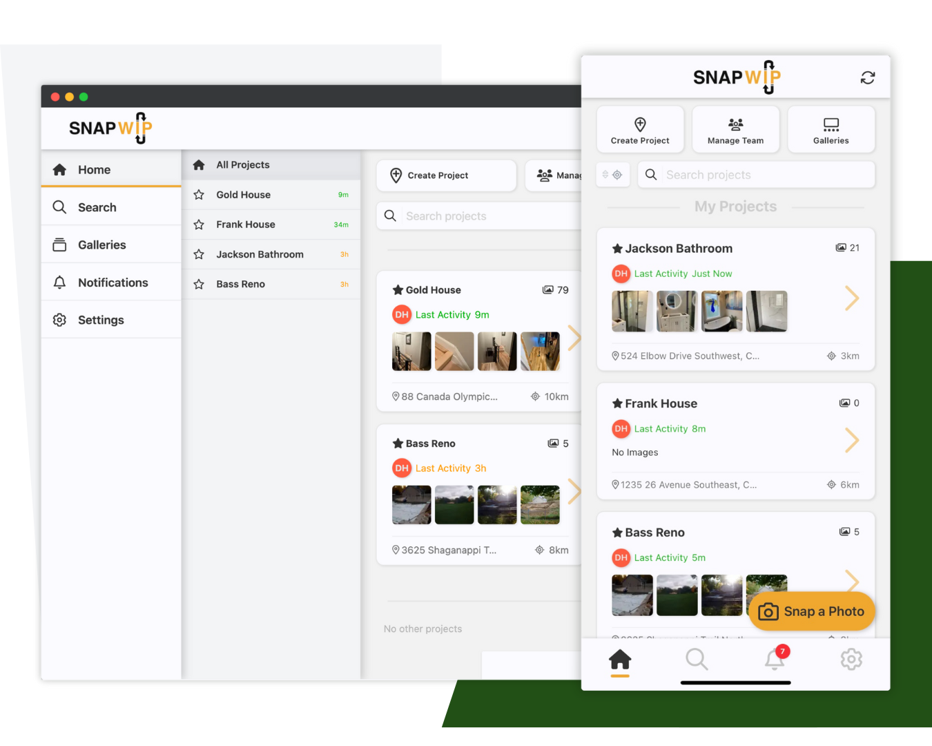 Collaborating across devices using SnapWIP's real-time project image feeds.